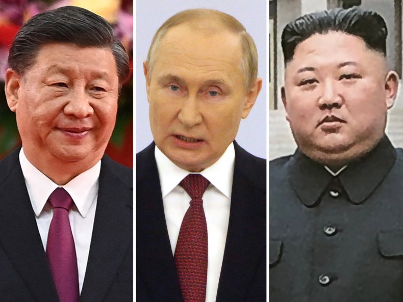 Imagen combinada, Xi Jinping, Putin, Kim Jong Un
