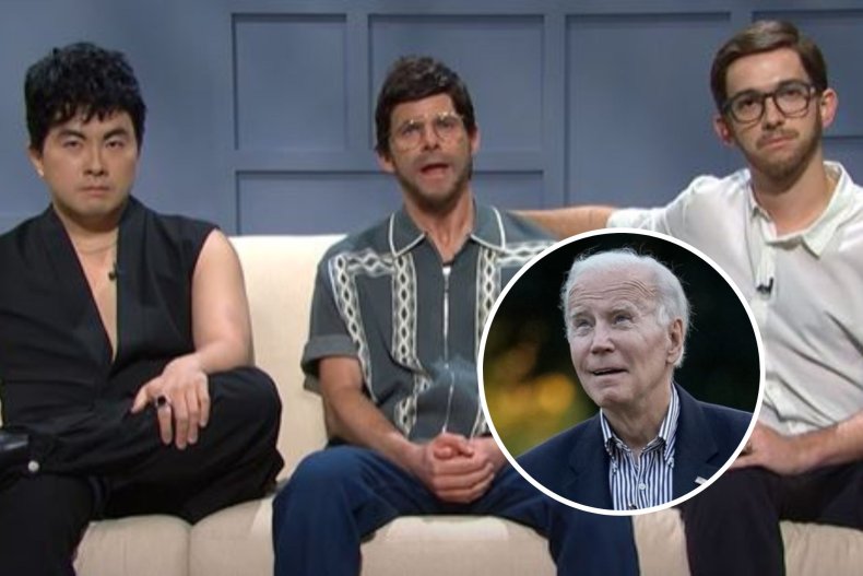 Reparto de SNL como Try Guys y Biden