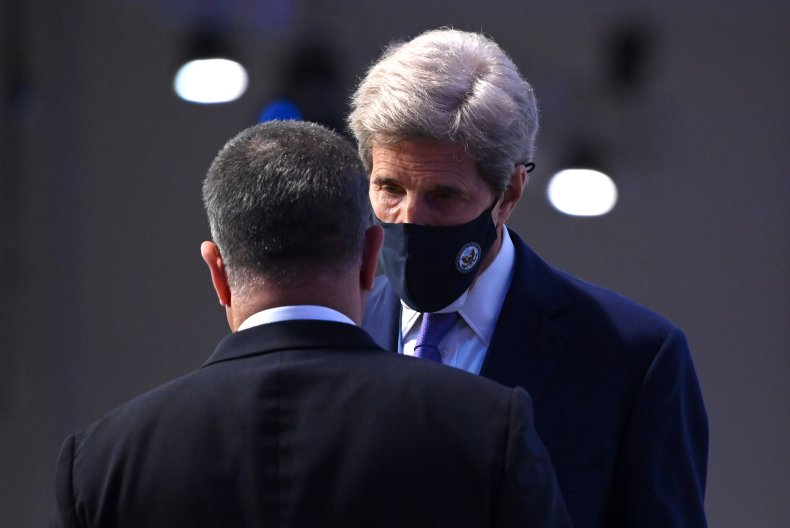 COP26 President Alok Sharma speaks to Kerry