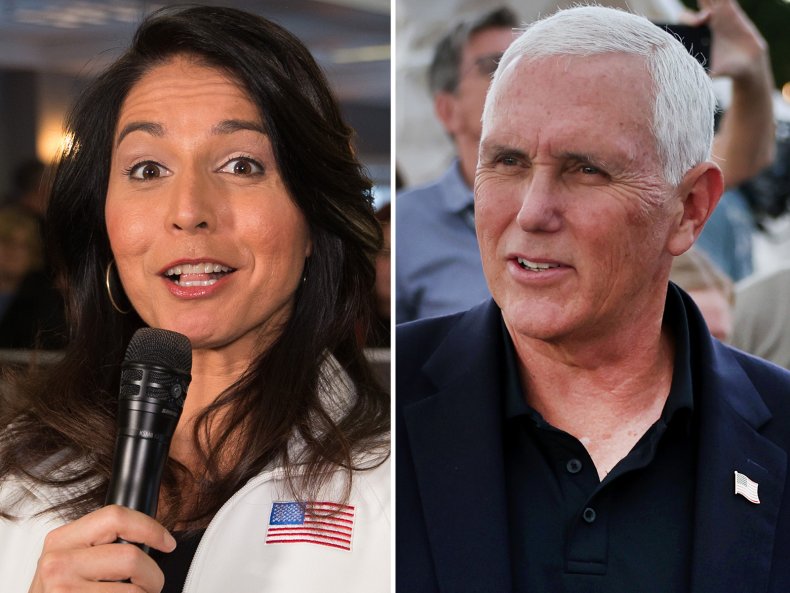 Combination image, Tulsi Gabbard and Mike Pence 