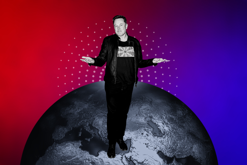 Graphic showing Elon Musk with Earth