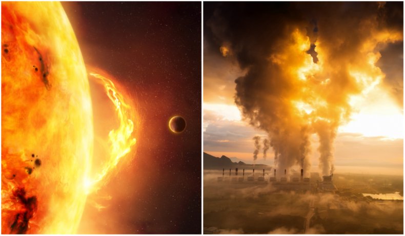 L: The Sun R: Smoke or steam