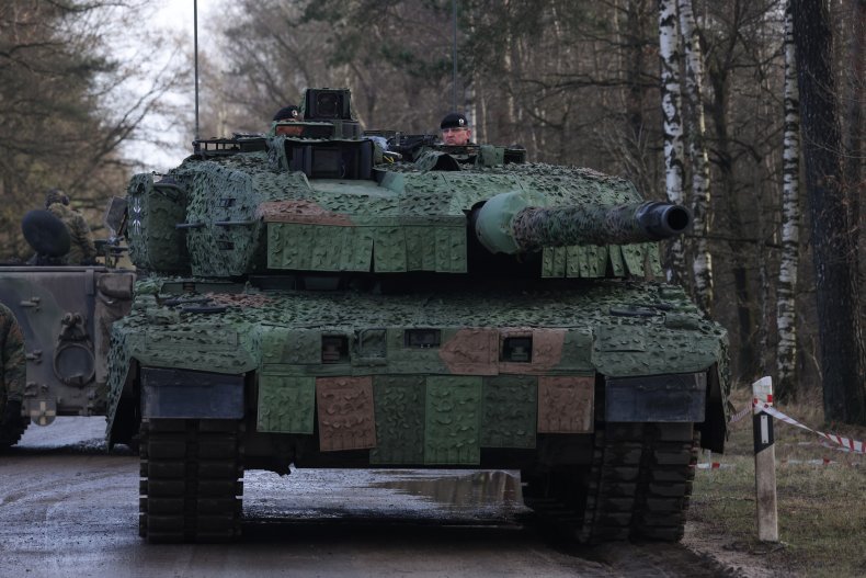 German Leopard tank in Ukraine in February 2022