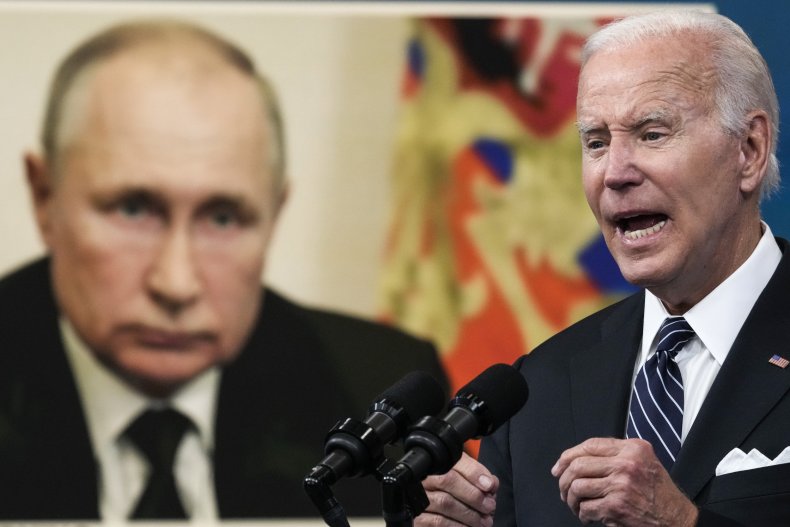 Joe, Biden, speaks, near, Vladimir, Putin, image