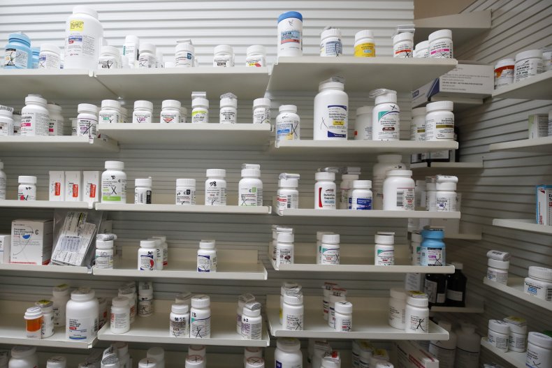 Bottle of pills sit on shelves