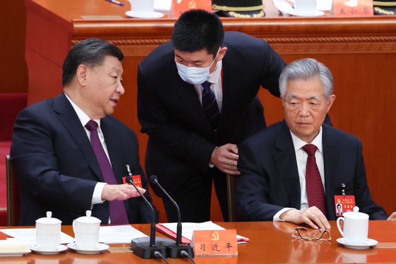 Xi Jinping and Hu Jintao in Beijing