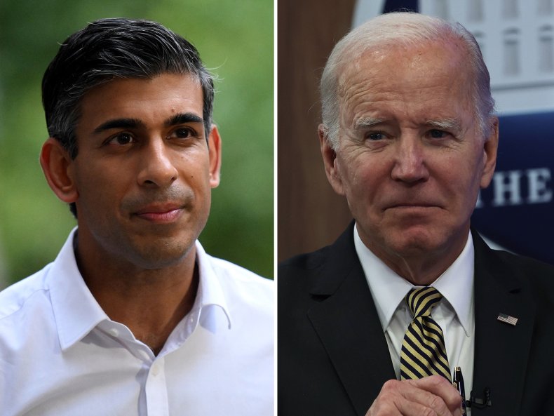 Comp,New British PM Rishi Sunak and Biden