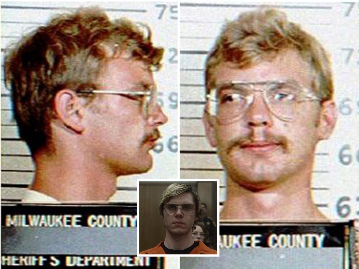 Jeffrey Dahmer mugshot and photo of actor