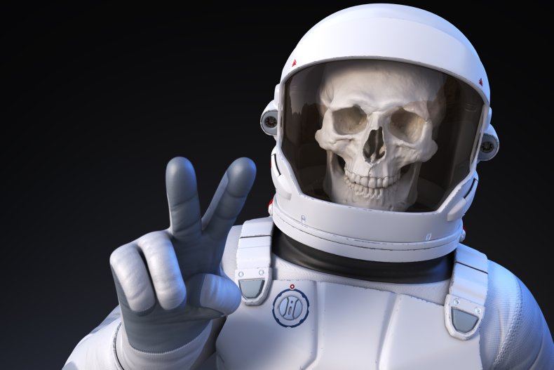 Skeleton in space suit