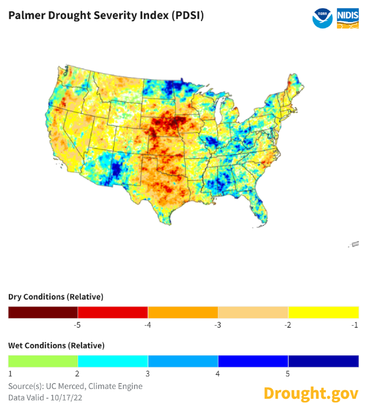 Current U S Drought Map Reveals Half Of Nation Suffering Nature S Extremes Palmer Drought Severity Index
