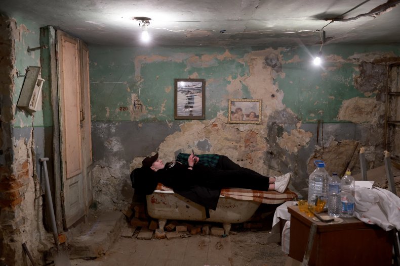 A bomb shelter in Lviv, Ukraine