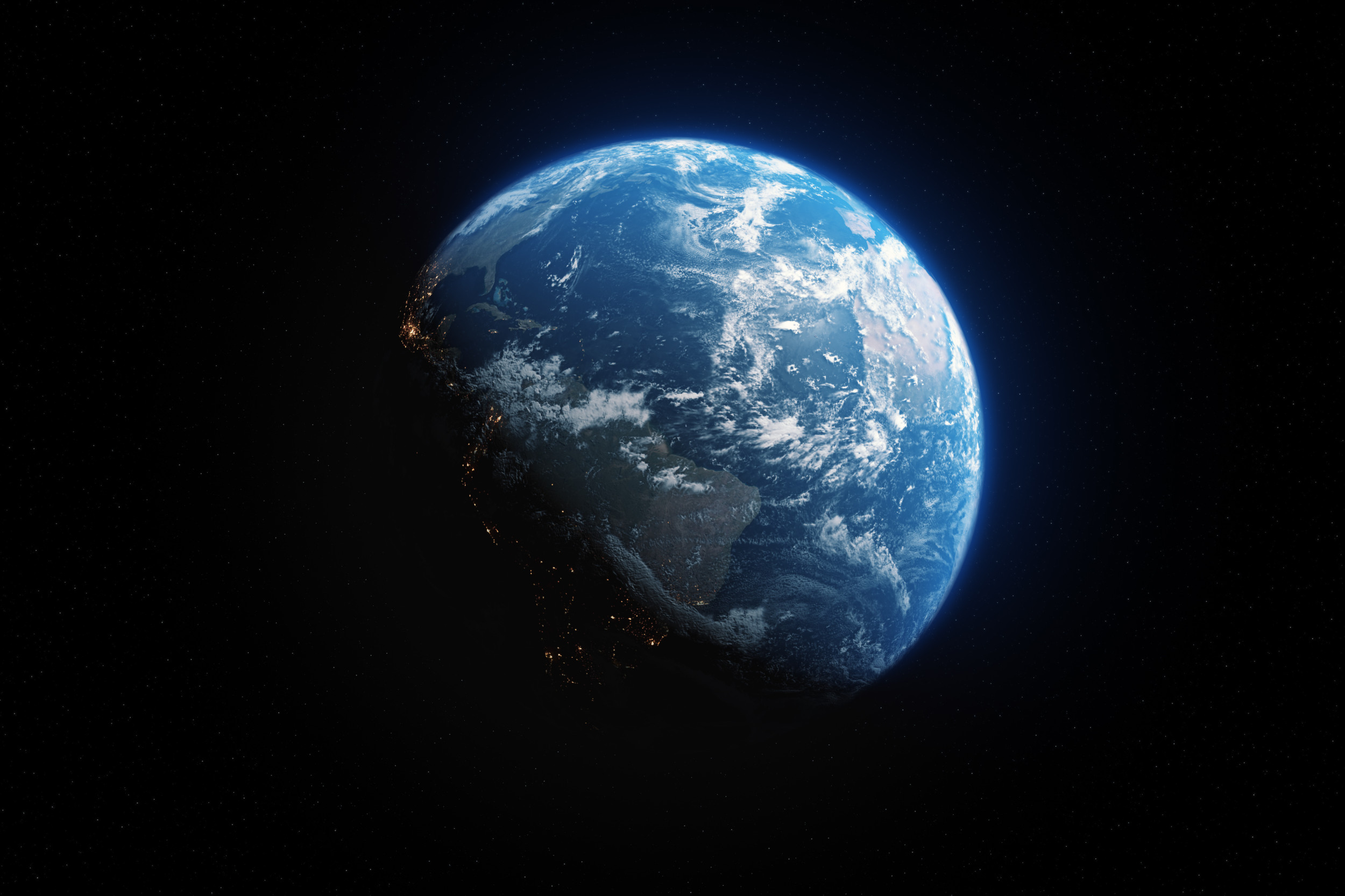 Glow planet Earth view 