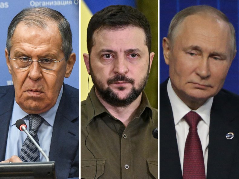 Composite Photo. Sergey Lavrov, Zelensky and Putin
