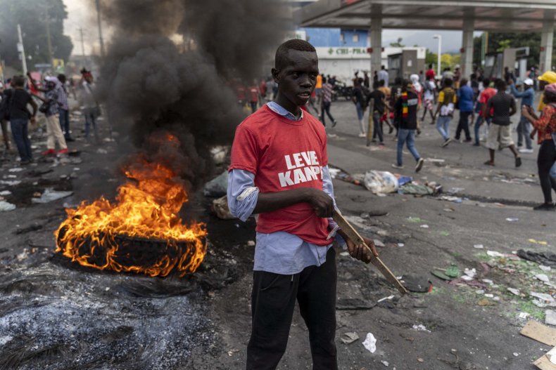 Demonstrators protest in Haiti
