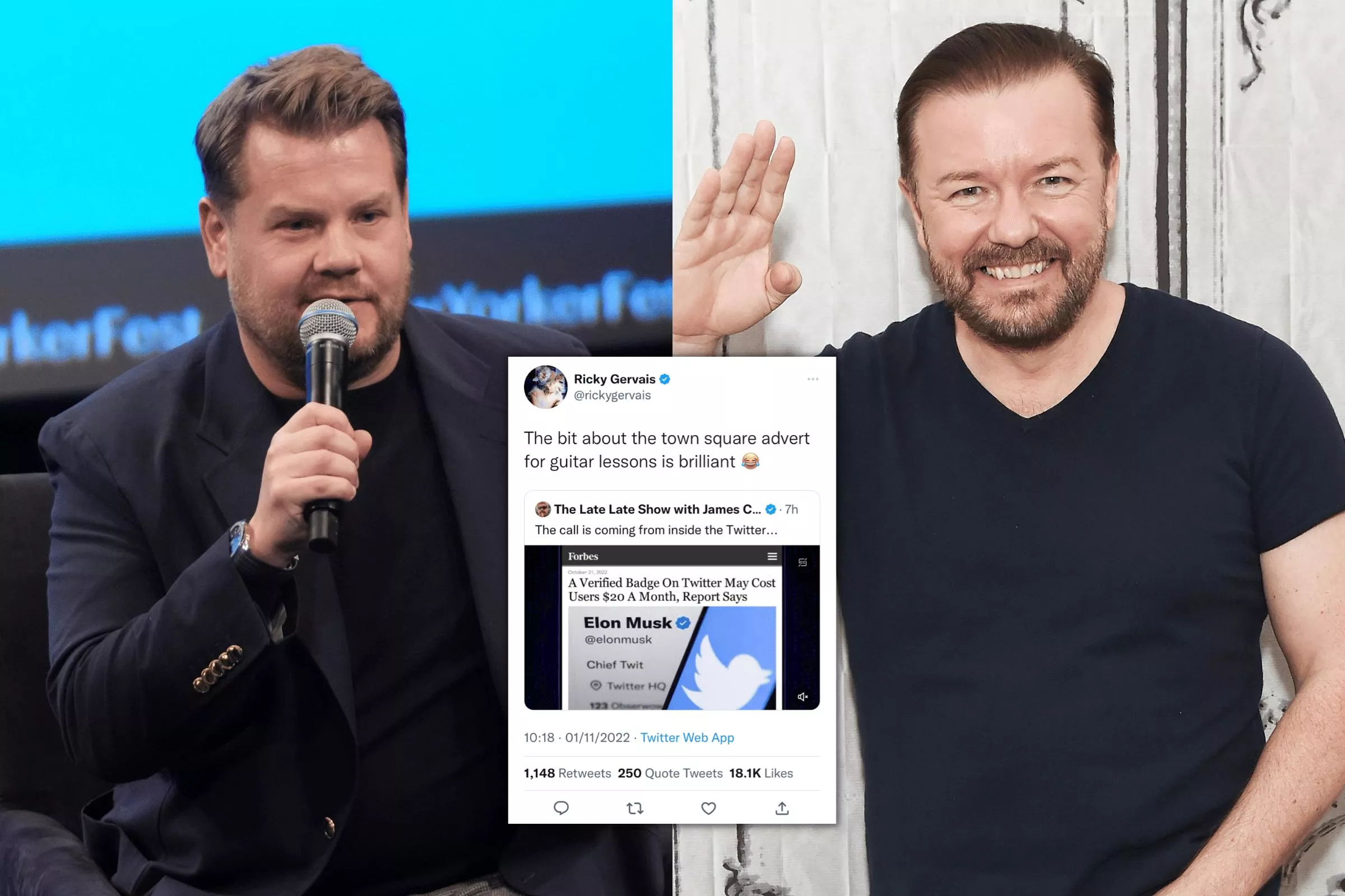 James Corden Accused of Stealing Ricky Gervais' Joke: 'Word for Word' - Vimarsana News