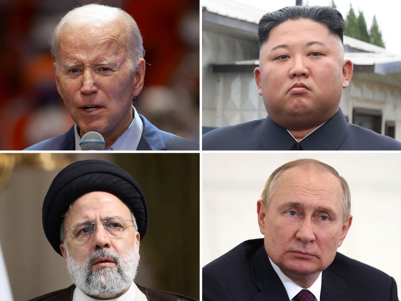 Biden, Kim, Raisi, Putin, combination, photo