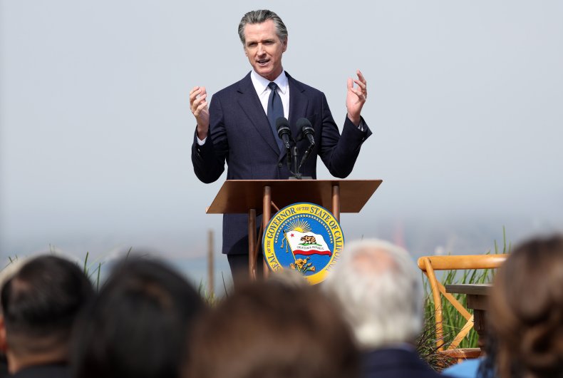 Governor Gavin Newsom Speaks at Podium