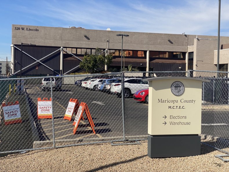 Maricopa County Elections Center Surrounded by Barrier