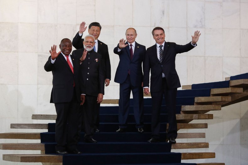 BRICS, leaders, pose, during, 2019, summit, Brazil