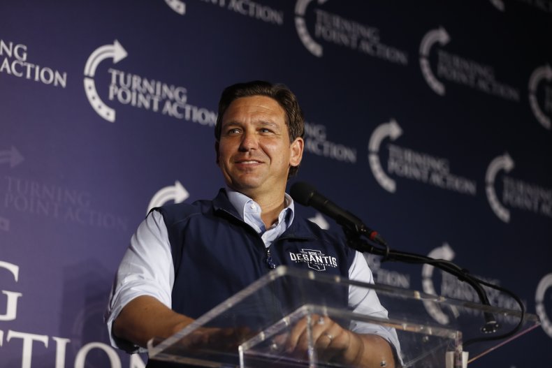 Florida Governor Ron DeSantis speaks at rally