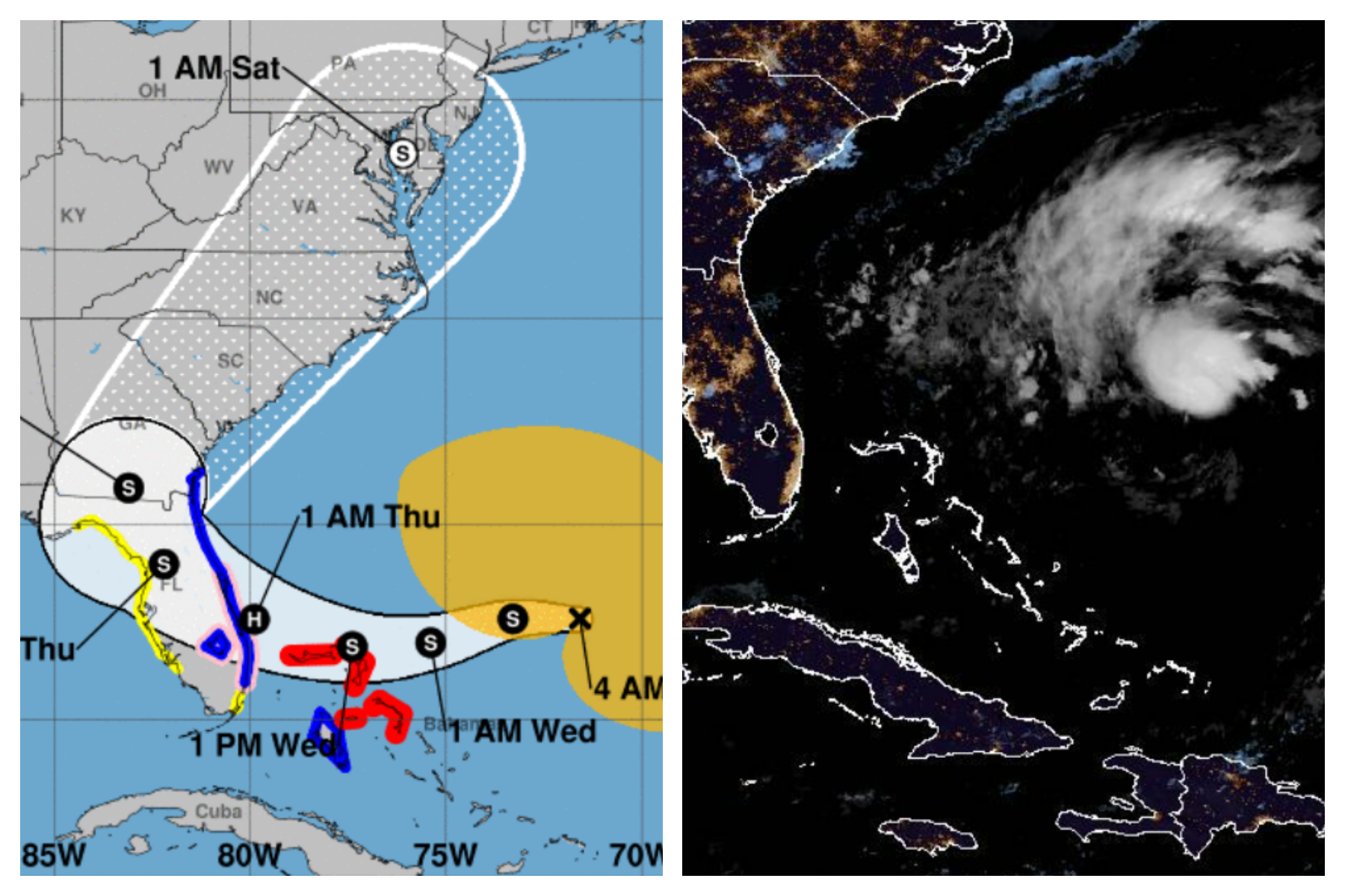 Subtropical Storm Nicole Radar and Satellite Shows Path Towards Florida