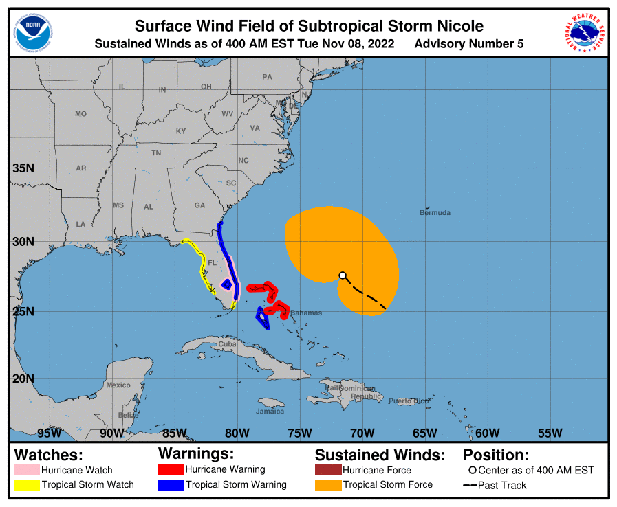 Subtropical Storm Nicole Radar And Satellite Shows Path Towards Florida ...