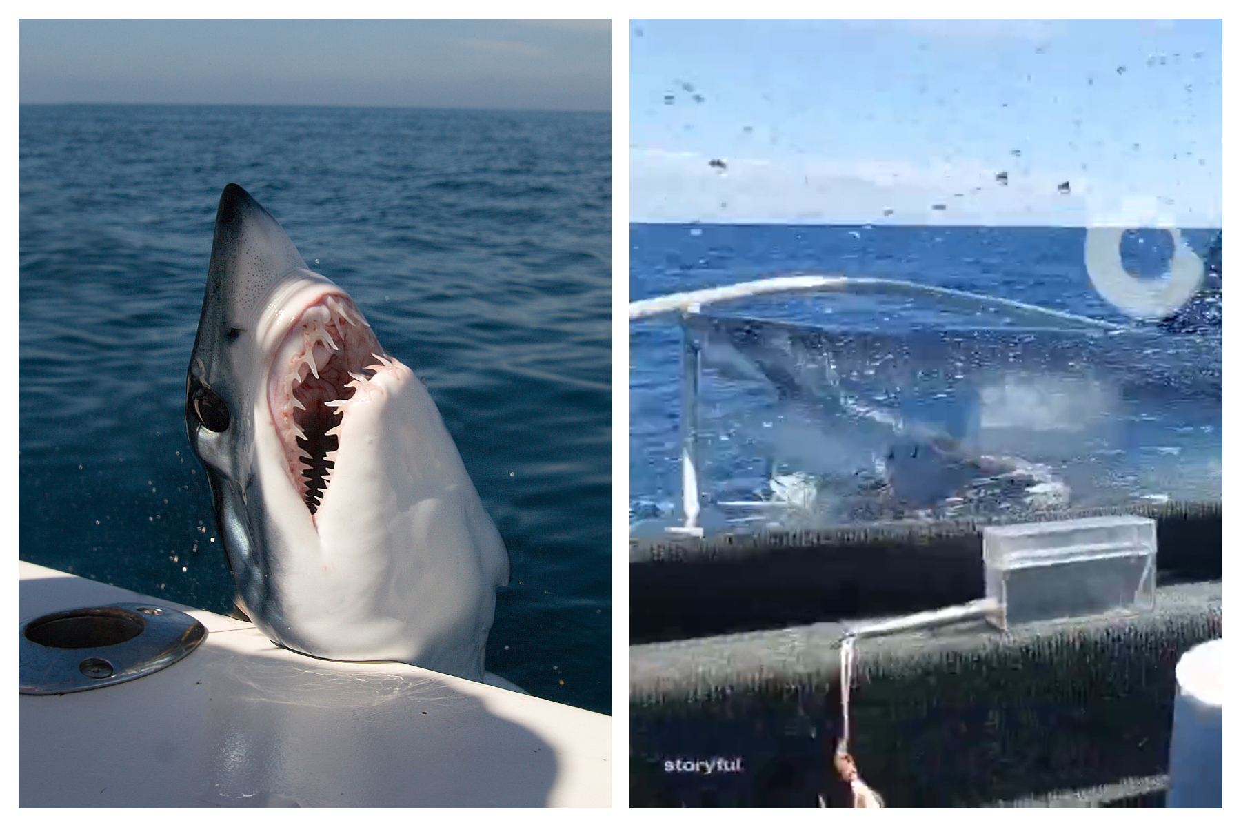 ‘Hell of a fright.’ Shark stuns fishermen by jumping in boat, New