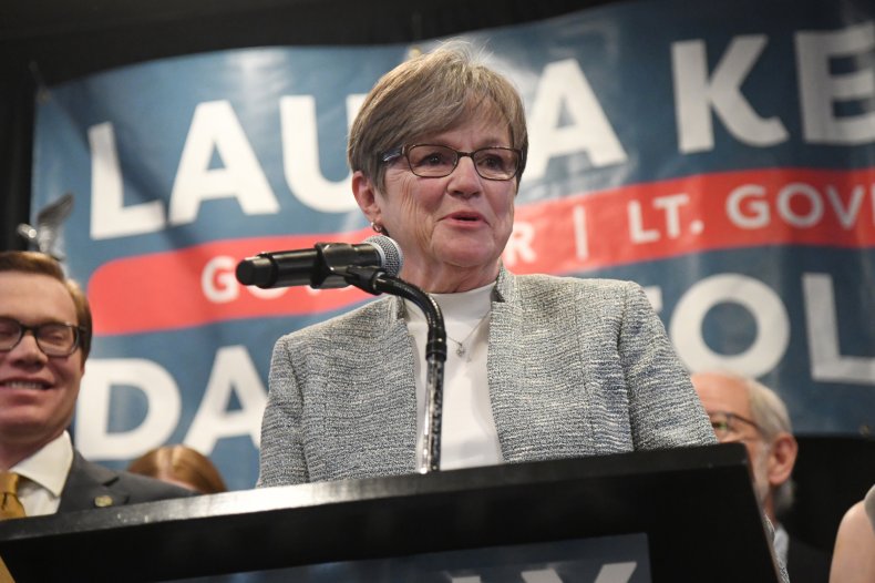 Laura Kelly at election night watch party