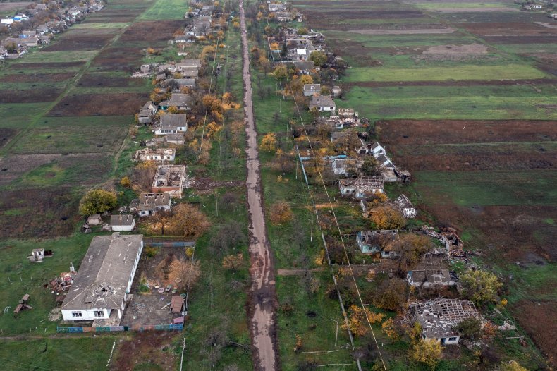 Damaged buildings in Kherson Oblast Ukraine counteroffensive