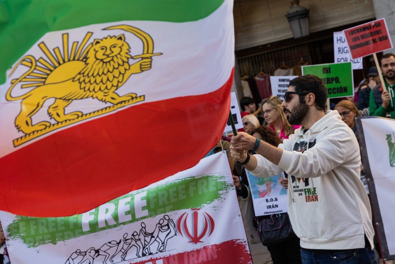 Protester for Iran in Madrid
