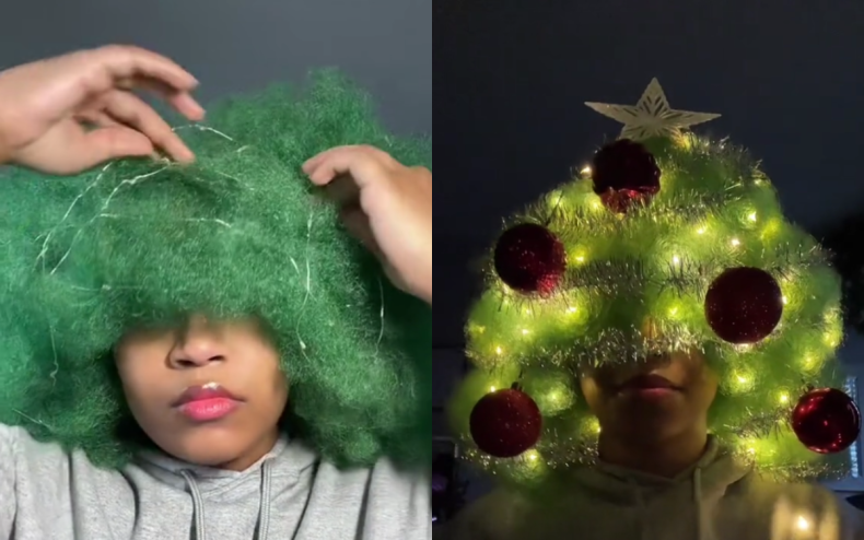 Woman Transforms Hair Into Christmas Tree Complete With Lights and Baubles