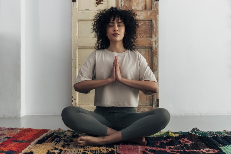 A woman meditating