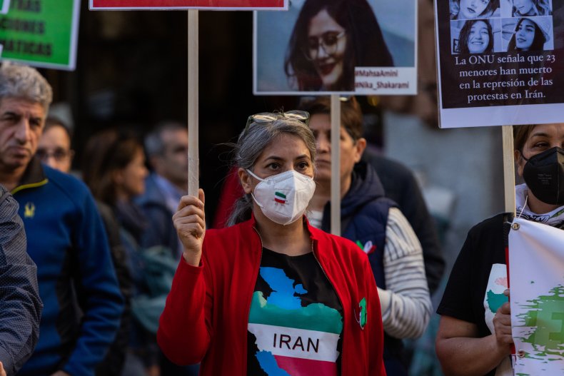 Iran protester in Spain