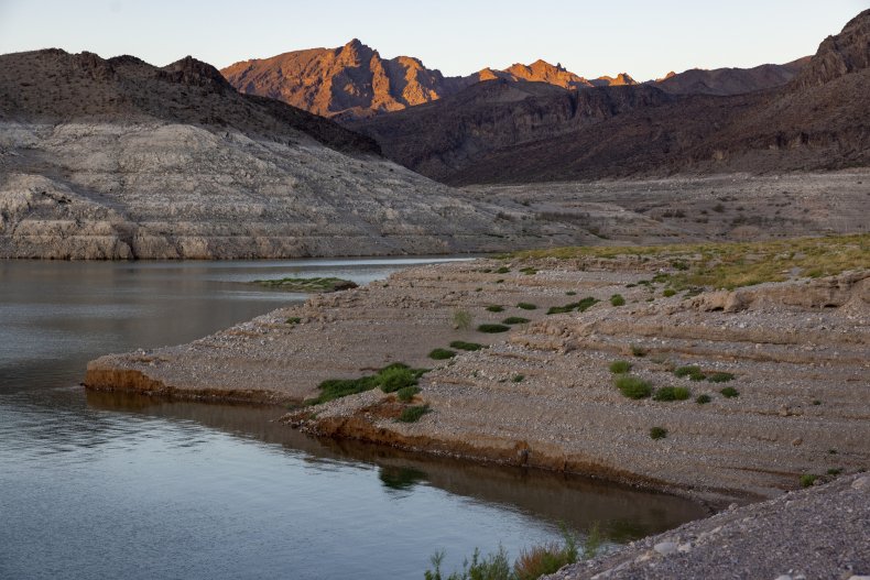 Land reemerging at Lake Mead