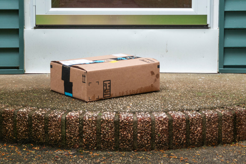 Parcel on display outside the door