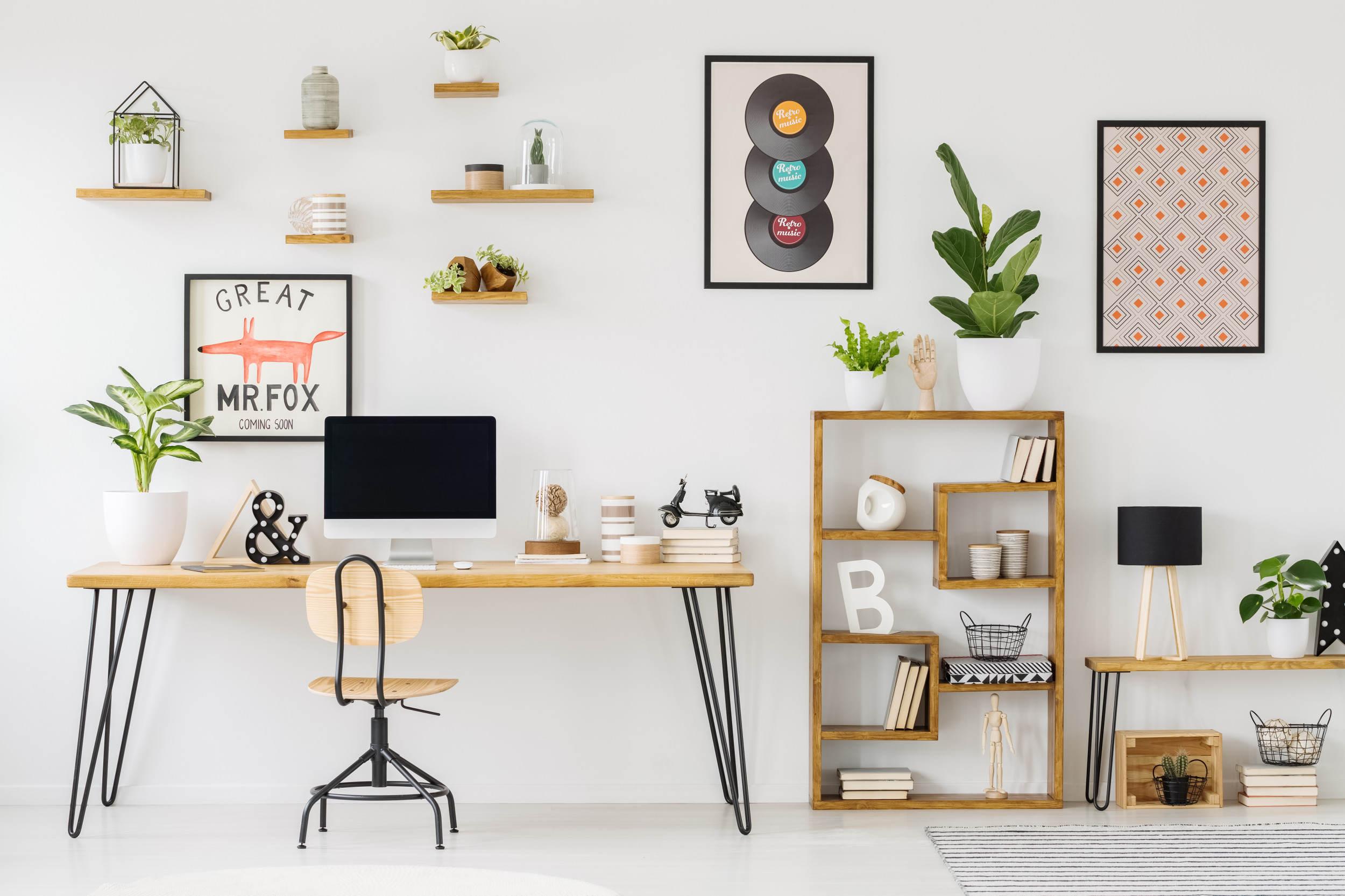 home office with plants in it