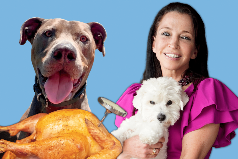 Wendy Diamond and thanksgiving food dog composite