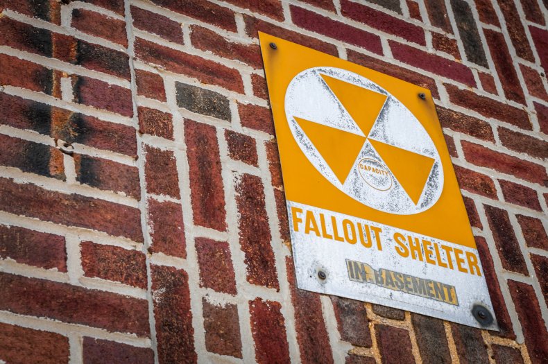 A fallout shelter sign