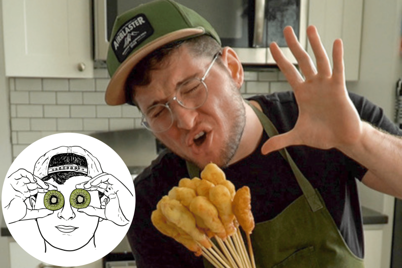 Omnivorous Adam posing and his logo