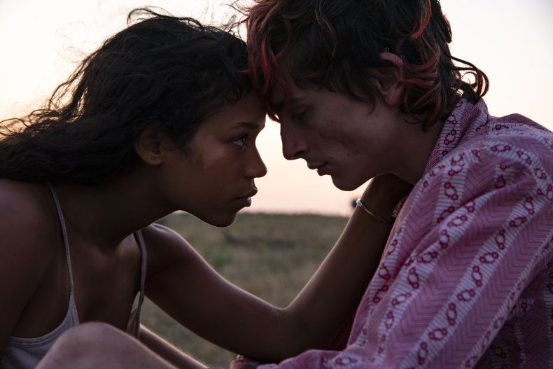Taylor Russell and Timothee Chalamet