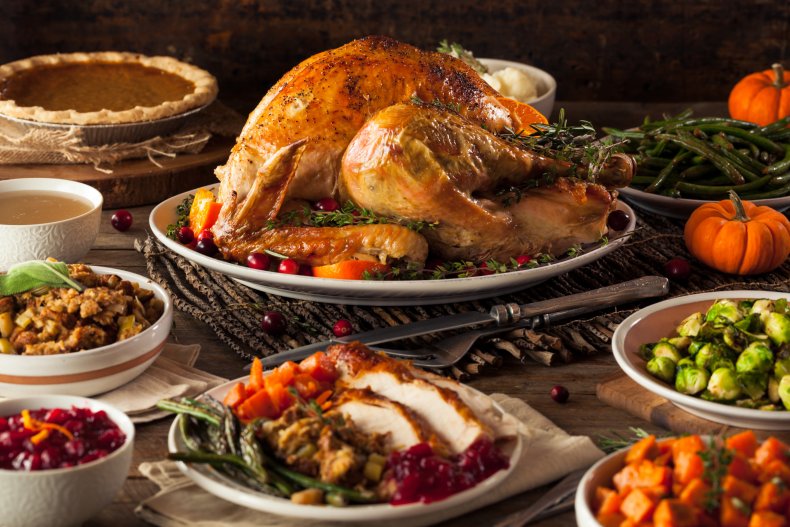 A typical Thanksgiving meal