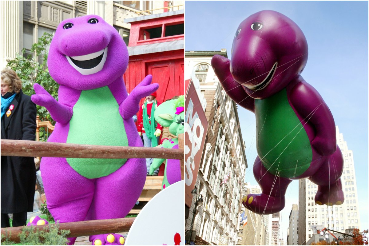 Barney on Thanksgiving Day Parade float balloon