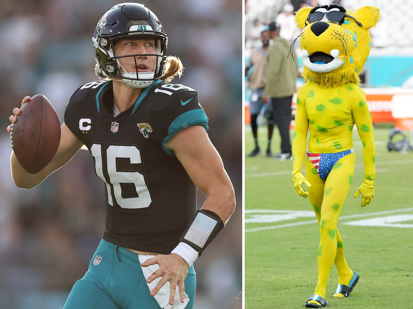 Jacksonville Jaguars mascotin a speedo?