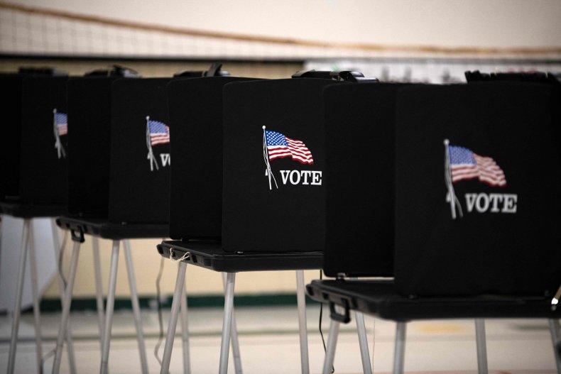 Voting booths are seen