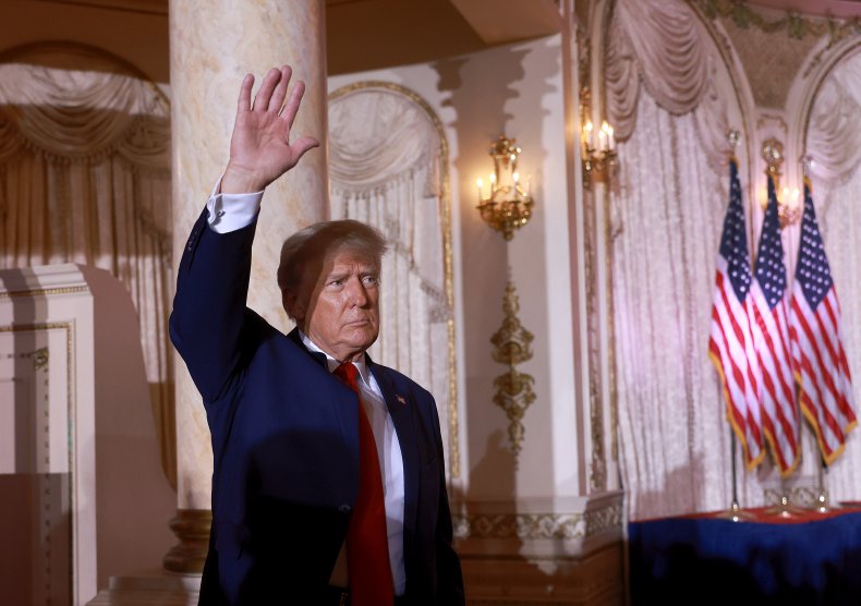 Trump Waves to Supporters at Mar-a-Lago