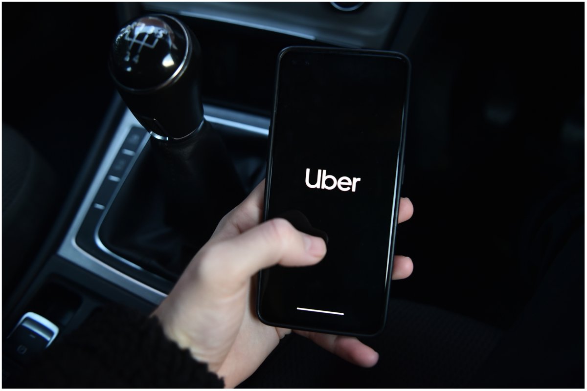 Photo of a phone with Uber app
