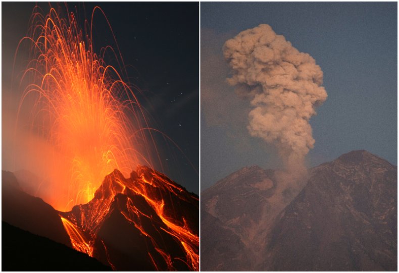Volcanic eruptions at Stromboli, Semeru