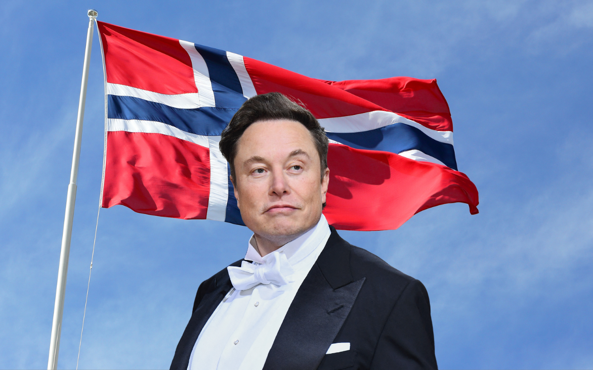 Elon Musk and the Norway flag.