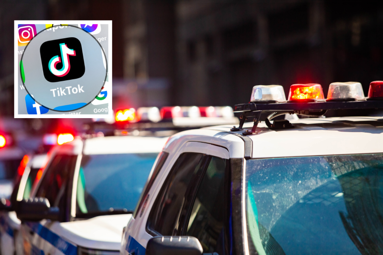Police cars and a TikTok logo