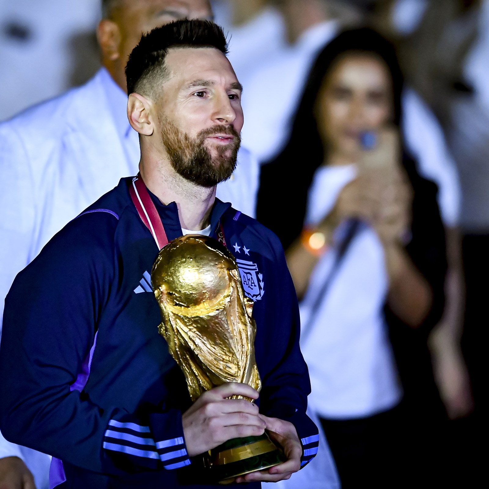 Messi kissing the World Cup Trophy Argentina World Cup Champions
